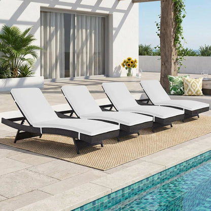 Set Of 4 Outdoor Lounge Chairs With Cushions For Patio Relaxation