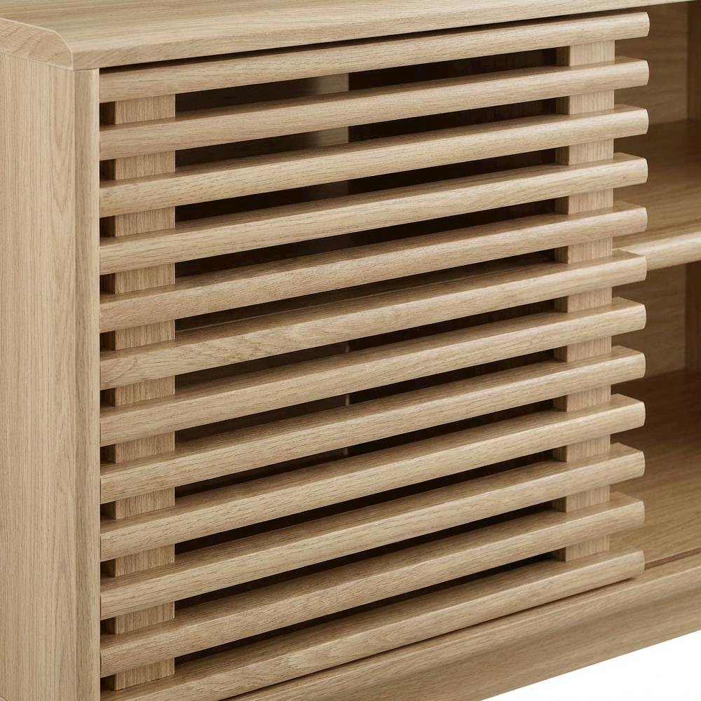 Brown wood TV stand with sleek design and sturdy construction