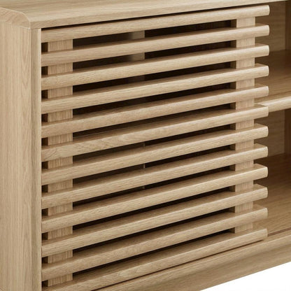 Brown wood TV stand with sleek design and sturdy construction