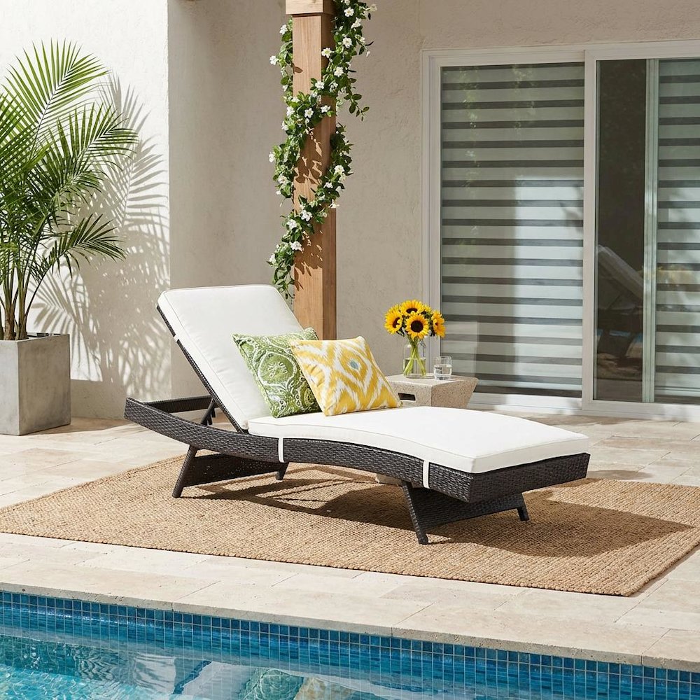 Outdoor Patio Chaise With Cushioned Seat For Comfortable Lounge