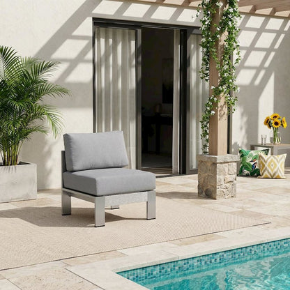 Armless Outdoor Patio Aluminum Chair For Lounge And Relaxation