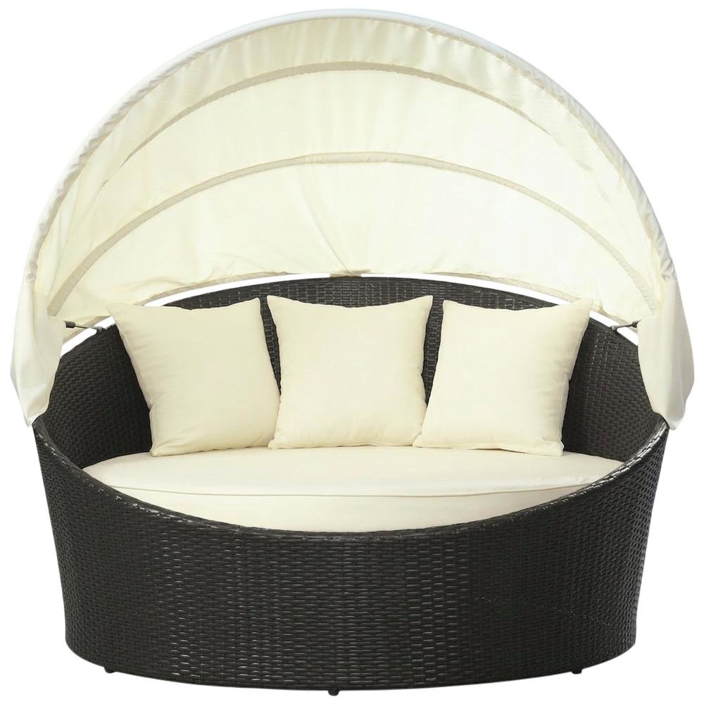 Outdoor Patio Daybed With Cushioned Seating And Armrests For Relaxation
