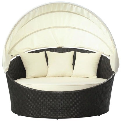 Outdoor Patio Daybed With Cushioned Seating And Armrests For Relaxation