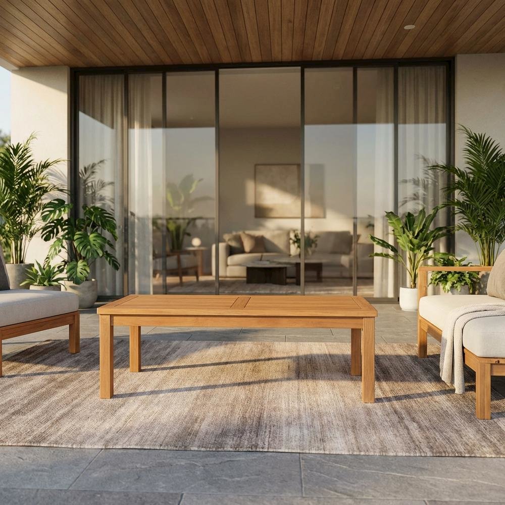 Teak Wood Outdoor Coffee Table with Durable Construction and Elegant Finish