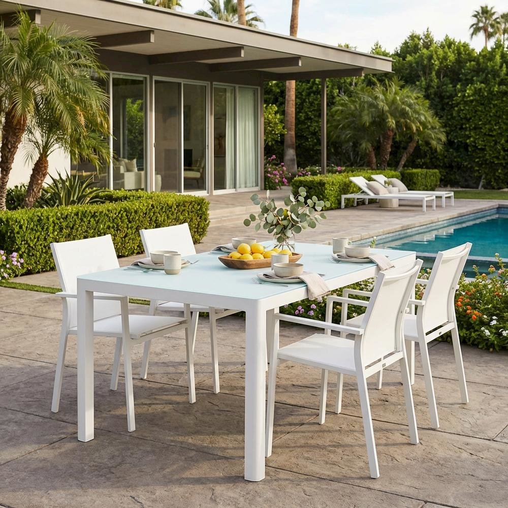 Sturdy Aluminum Outdoor Dining Table With Weatherproof Finish For Patios
