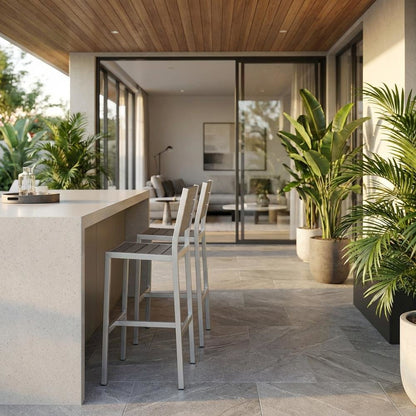Outdoor Patio Aluminum Armless Bar Stool Set Of 2 With Durable Frame