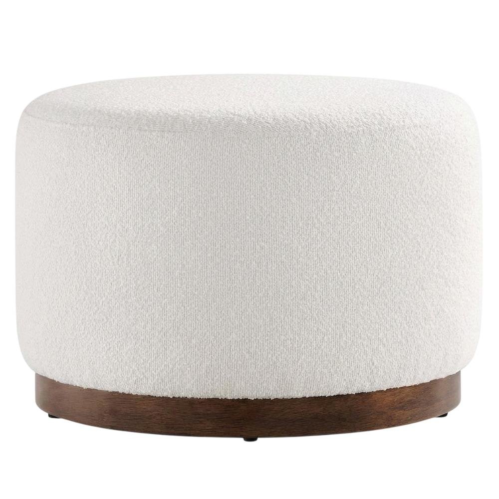 Round Boucle Upholstered Ottoman For Outdoor Lounge And Seating