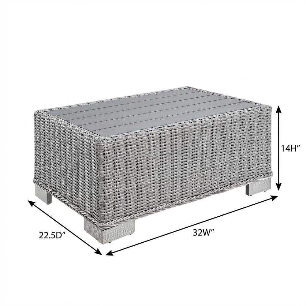 Outdoor Wicker Rattan Coffee Table, Weather-Resistant Finish For Patio Lounge