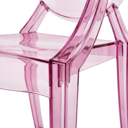 Acrylic High-Back Dining Armchairs with Arms, Pink, Set of 2