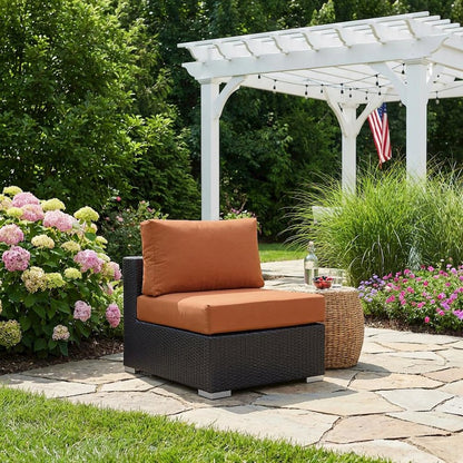 Outdoor Patio Armless Lounge Chair With Cushioned Back, Seat For Outdoor