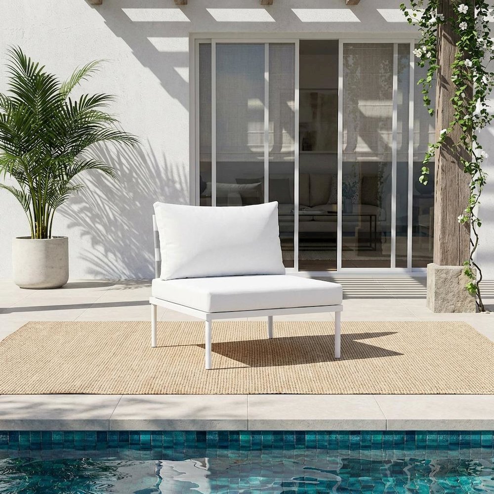 Outdoor Patio Aluminum Lounge Chair With Armless Design For Garden, Terrasse Use
