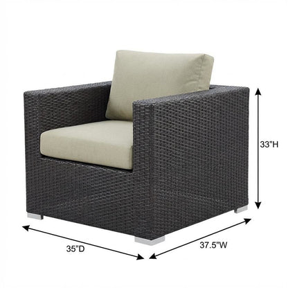 Outdoor Patio Armchair With Cushions And Armrests For Garden Lounge