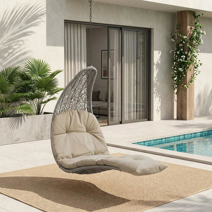 Outdoor Lounge Chair In Neutral Tone With Sturdy Design For Patio Relaxation