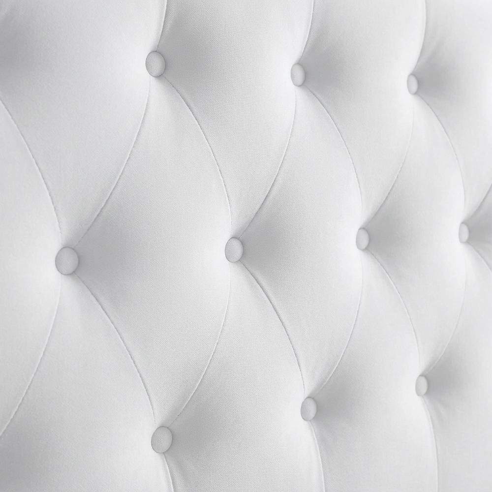 White Velvet Tufted Headboard with Diamond Pattern and Durable Upholstery