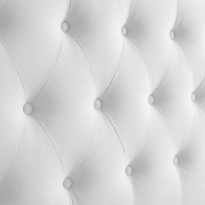 White Velvet Tufted Headboard with Diamond Pattern and Durable Upholstery