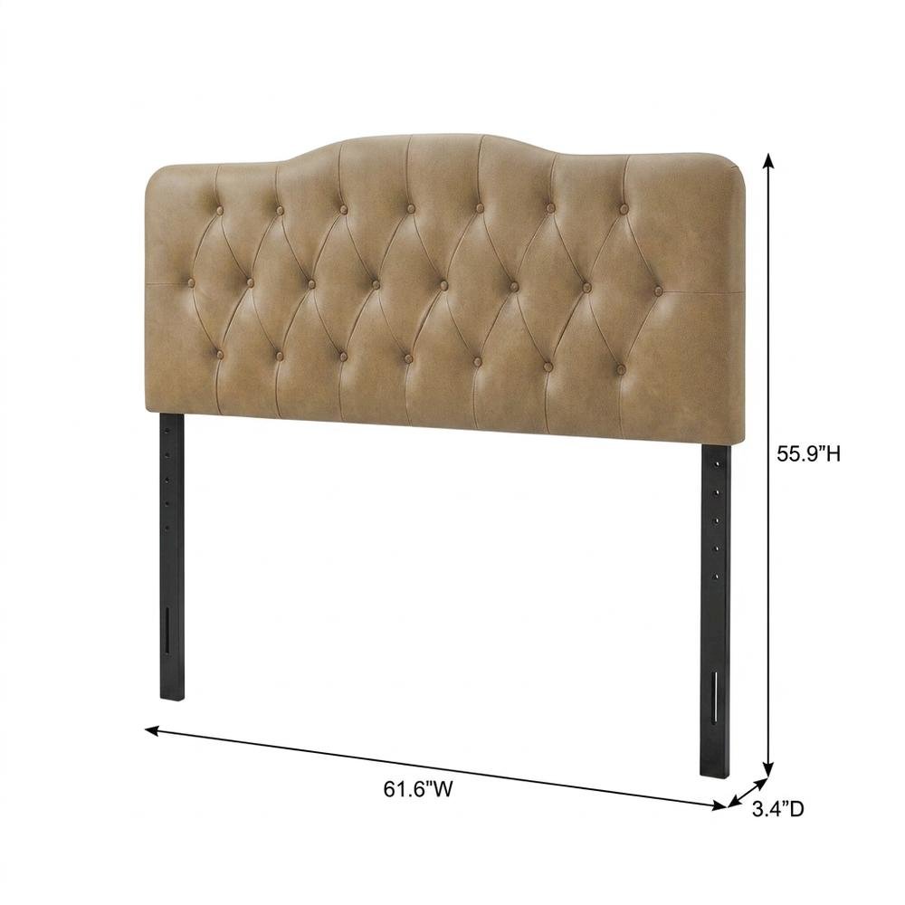 Faux Leather-Upholstered Queen Headboard with Tall Leg Posts, Queen ,Toast