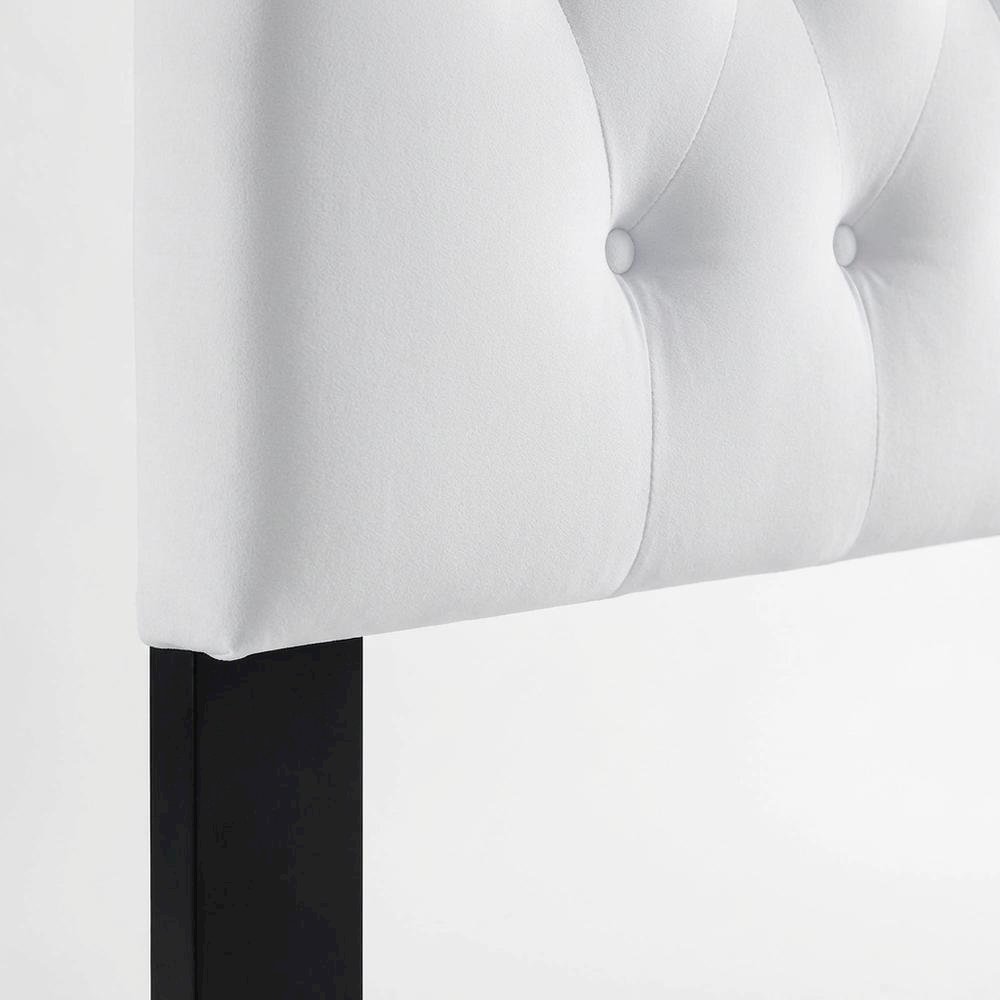 White Velvet Tufted Headboard with Diamond Pattern and Durable Upholstery
