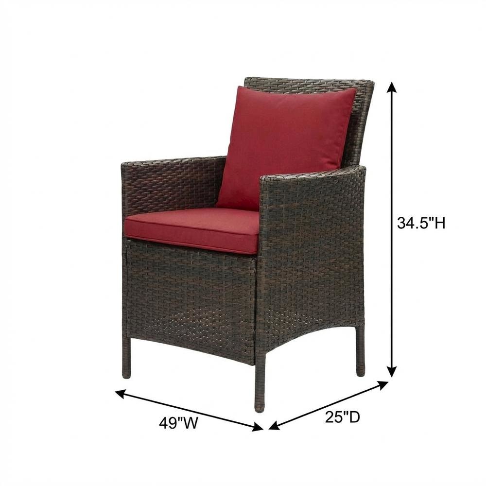 Outdoor Patio Wicker Rattan Dining Armchair Set Of 2 With Armrests