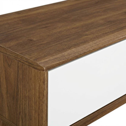 Wooden brown TV stand with 59-inch width and sleek design for modern living