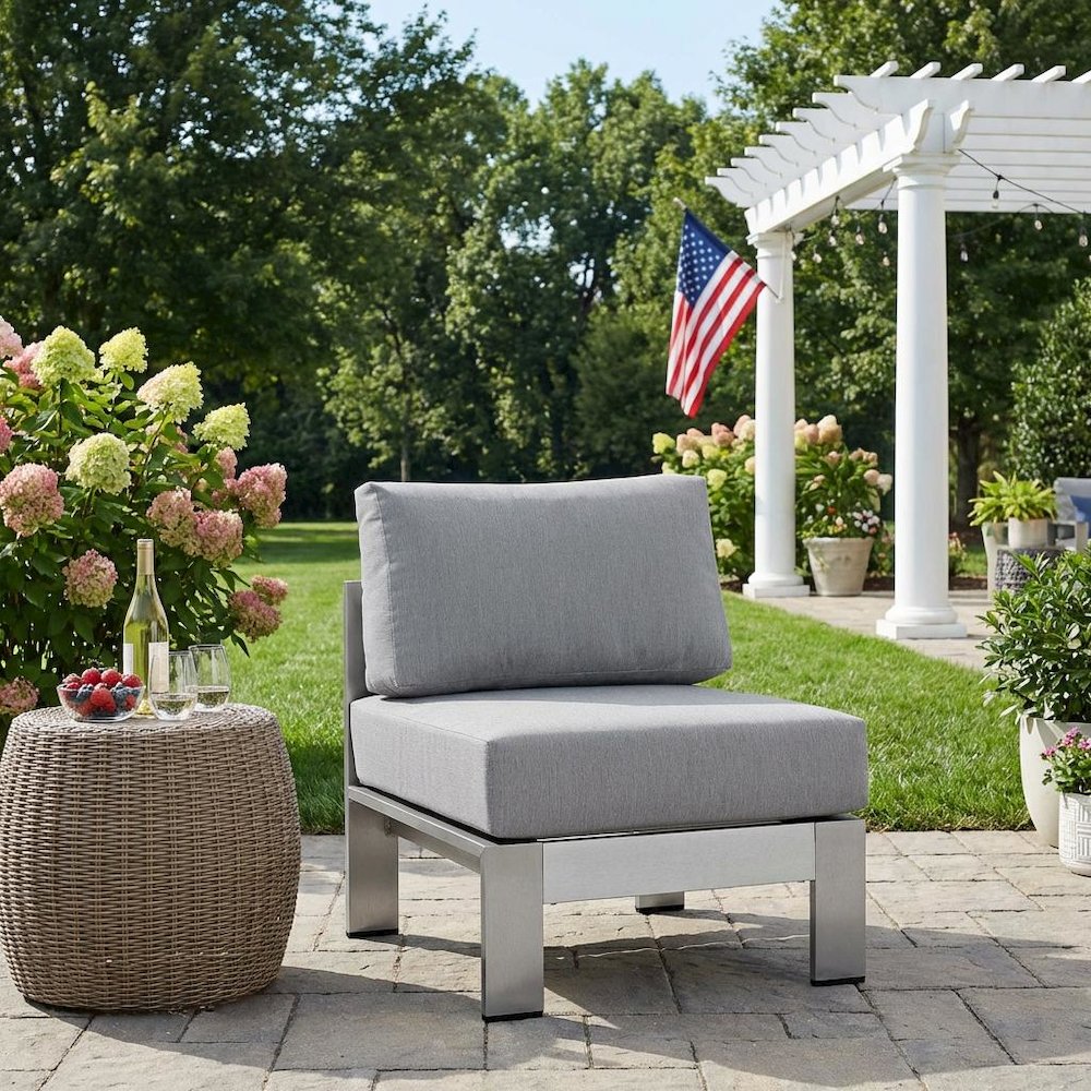 Armless Outdoor Patio Aluminum Chair For Lounge And Relaxation