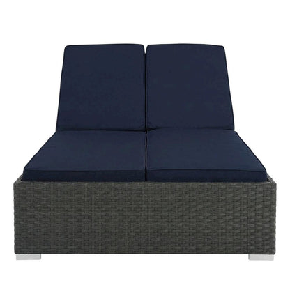 Outdoor Patio Double Chaise With Cushioned Seat And Sturdy Frame