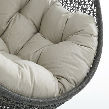 Patio Lounge Chair In Neutral Finish With Comfortable Cushion For Relaxation