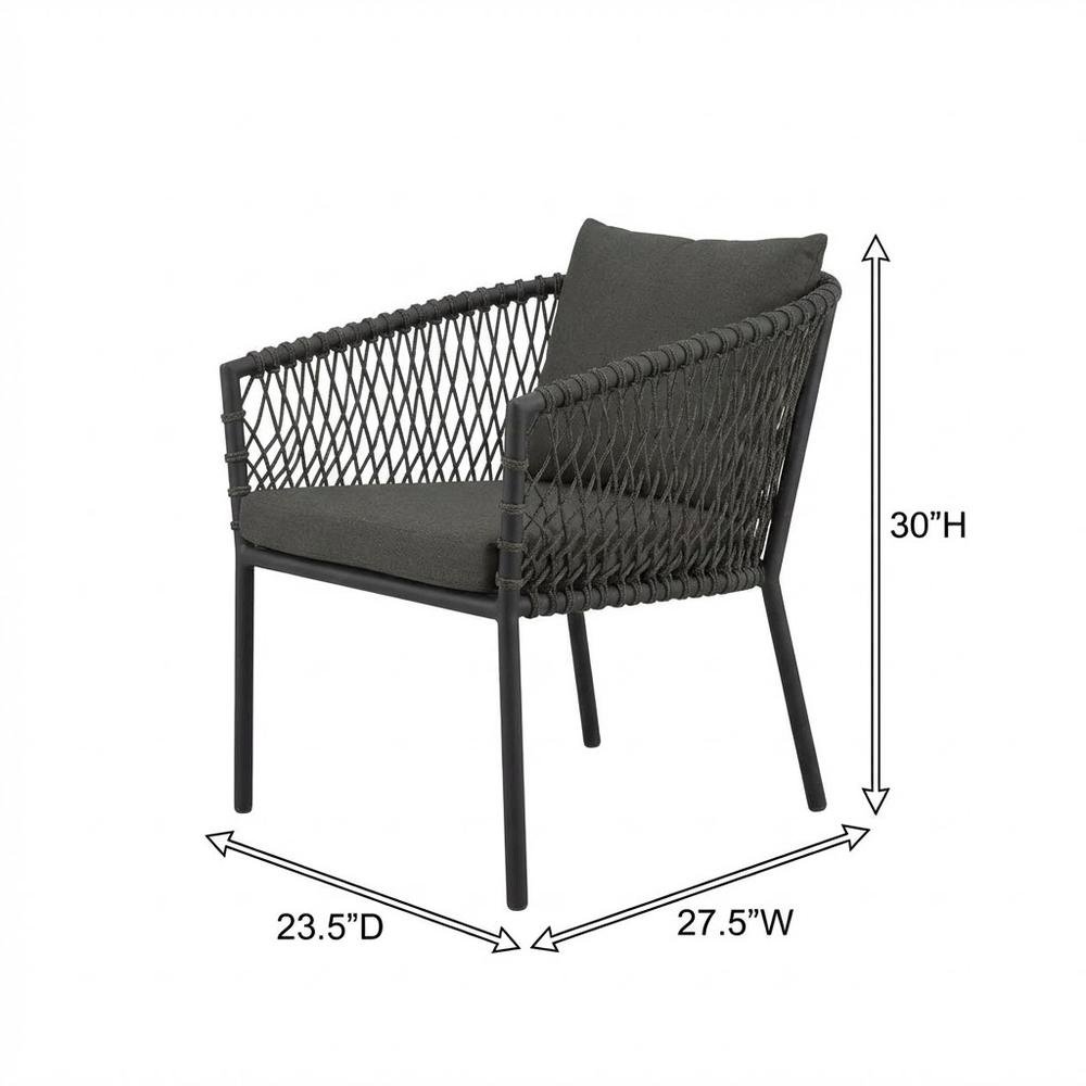 Outdoor Patio Dining Armchair With Cushioned Seat And Armrests