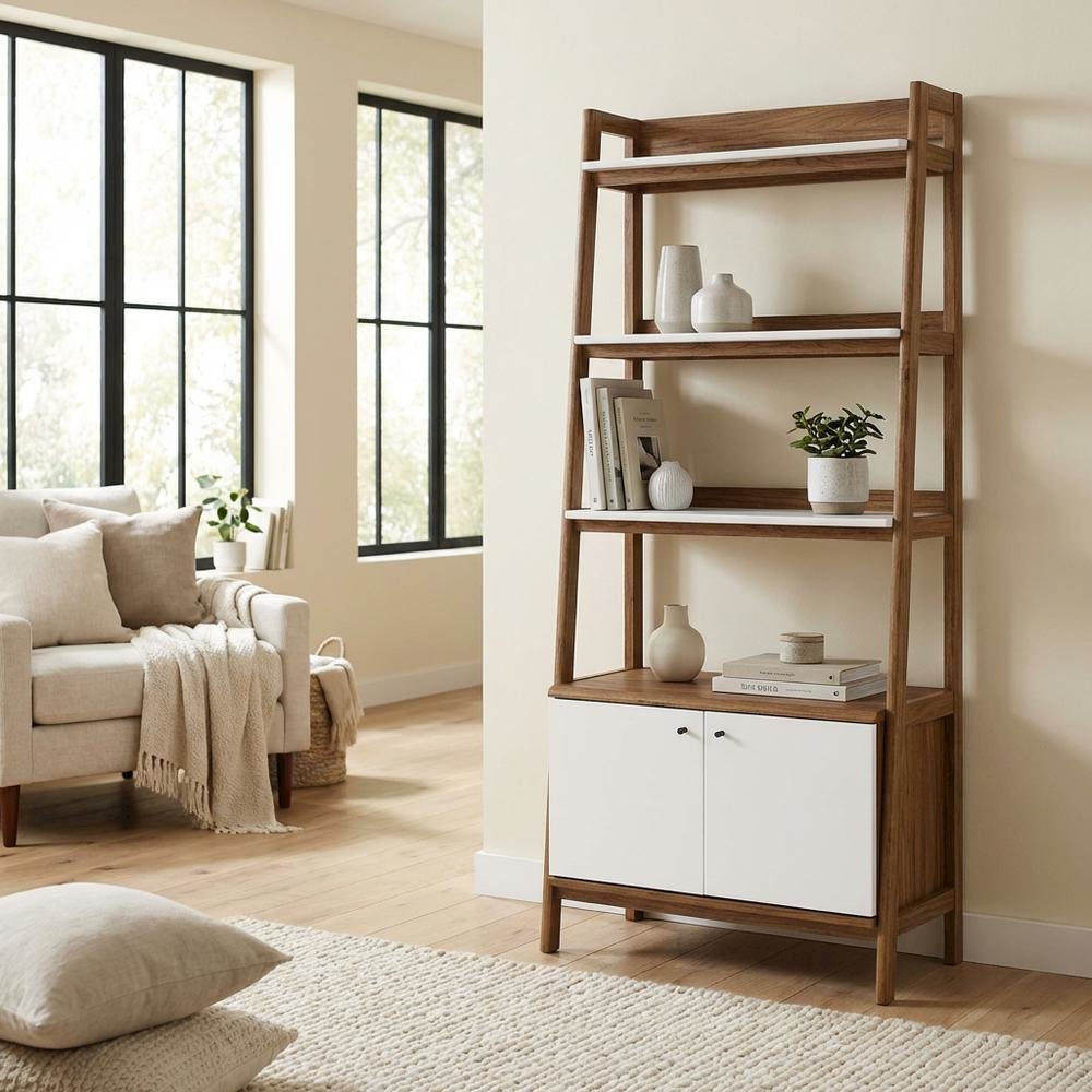 Wooden Bookshelf in Natural Finish with Sturdy Design and Ample Storage