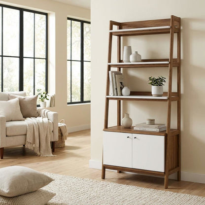 Wooden Bookshelf in Natural Finish with Sturdy Design and Ample Storage