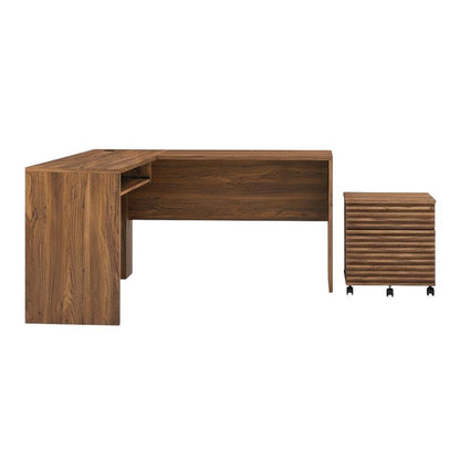 Wood Office Desk And File Cabinet Set With Modern Design And Durable Build