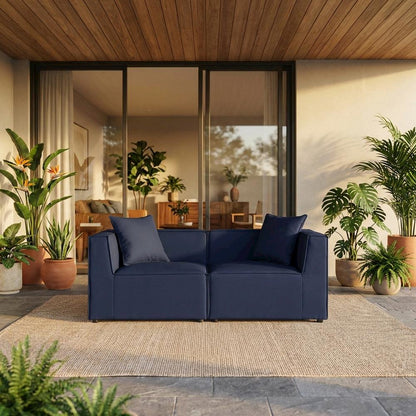 Outdoor Sectional Sofa Set with Upholstered Loveseats for Patio Living