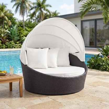 Outdoor Patio Daybed With Backrest And Weather-Resistant Frame