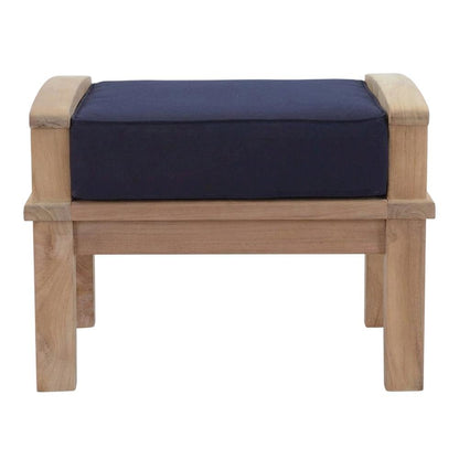 Durable Outdoor Teak Ottoman With Cushioned Top And Classic Design