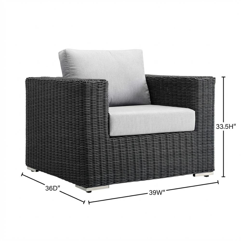 Outdoor Fabric Armchair with Cushions and Comfortable Support