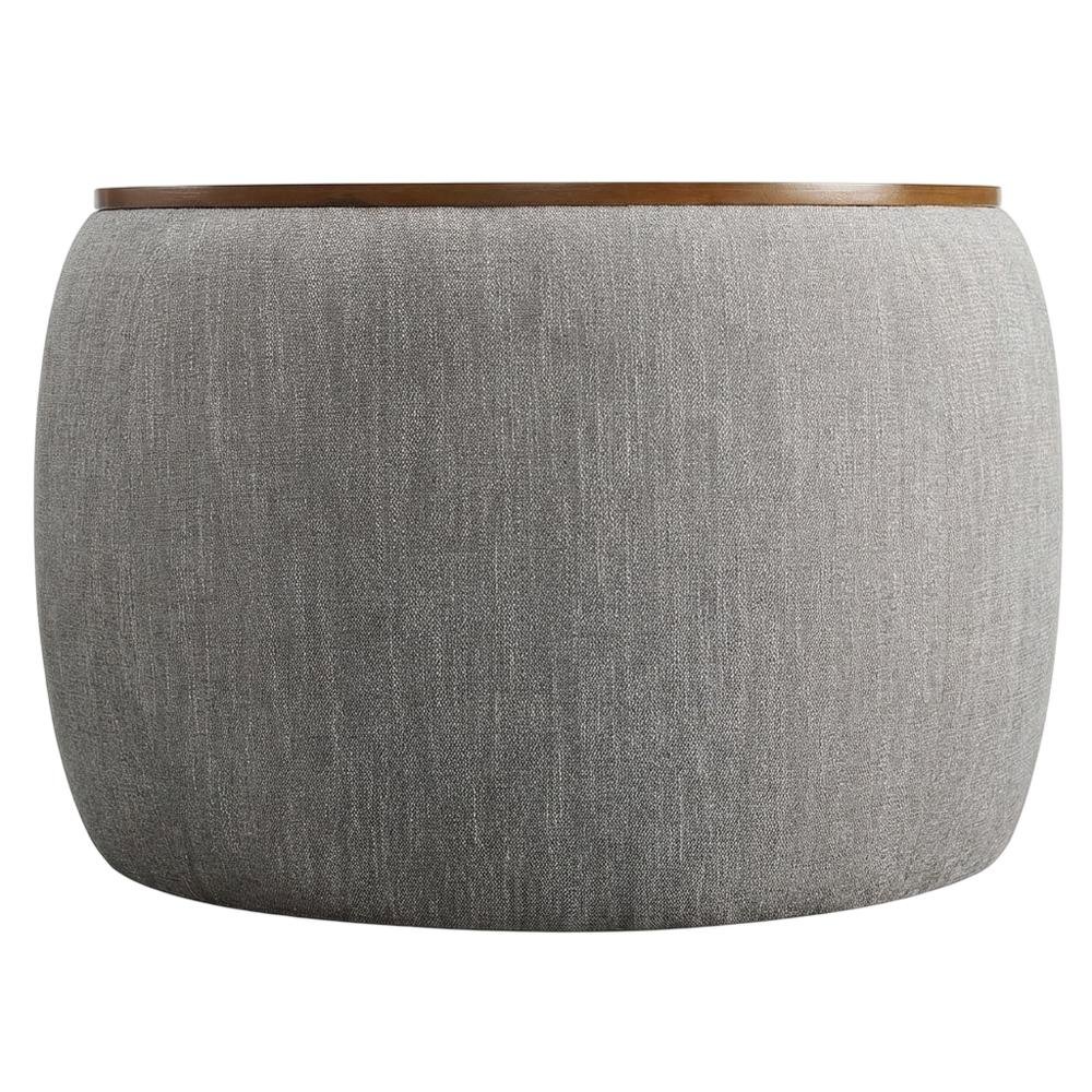Woven Heathered Fabric Upholstered Storage Ottoman, Soft Cushion Seat, Durable