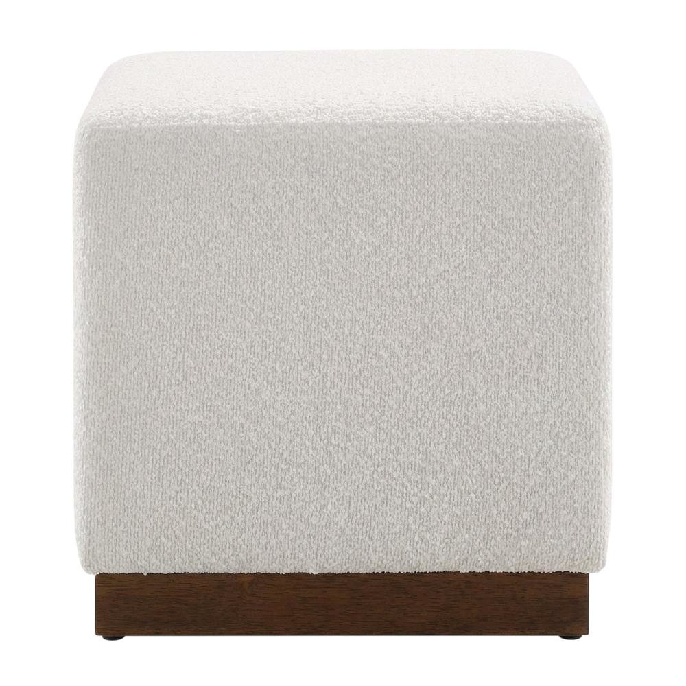 Square Boucle Upholstered Ottoman, Neutral Tone, Versatile Seating, Footrest
