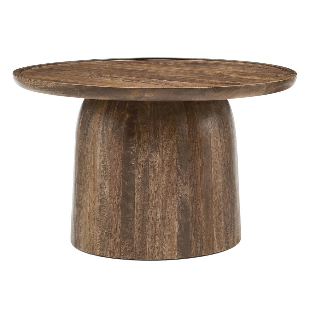 Round Wood Coffee Table with Sleek Design and Solid Oak Finish