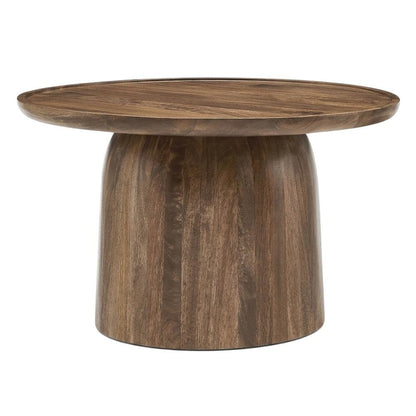 Round Wood Coffee Table with Sleek Design and Solid Oak Finish
