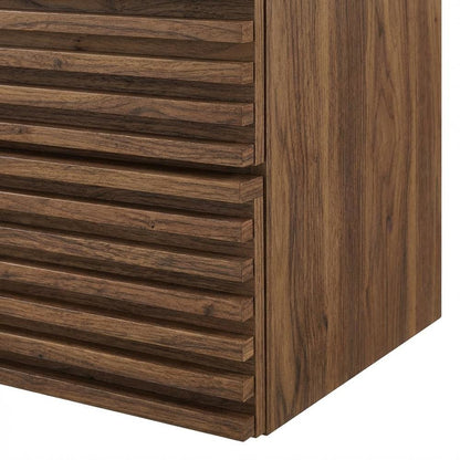 Walnut Black 62-Inch Wall-Mount Double Sink Bathroom Vanity
