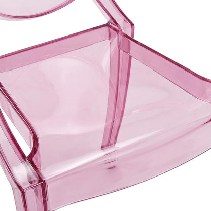 Acrylic High-Back Dining Armchairs with Arms, Pink, Set of 2