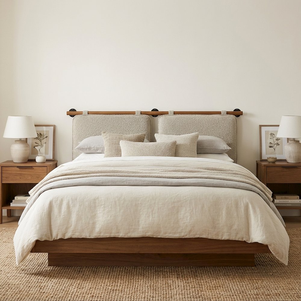Chenille Upholstered King Size Headboard Wall-Mounted with Soft Padding
