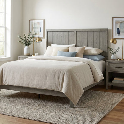 Wood King Headboard with Sturdy Construction and Classic Design for Bedroom