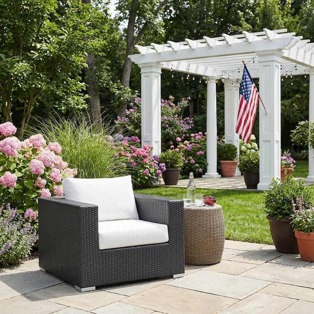 Outdoor Patio Armchair With Weather-Resistant Finish And Comfortable Cushions