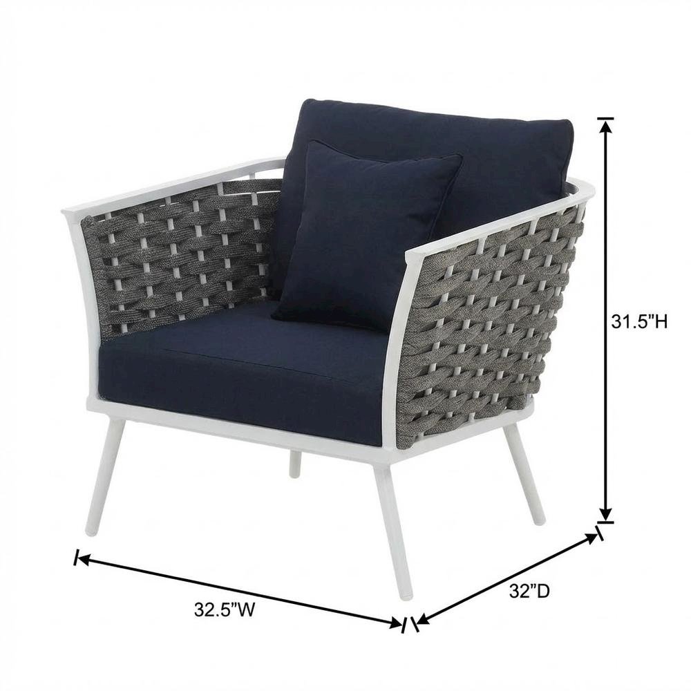 Outdoor Patio Aluminum Armchair Set Of 2 With Cushioned Seats For Garden, Deck
