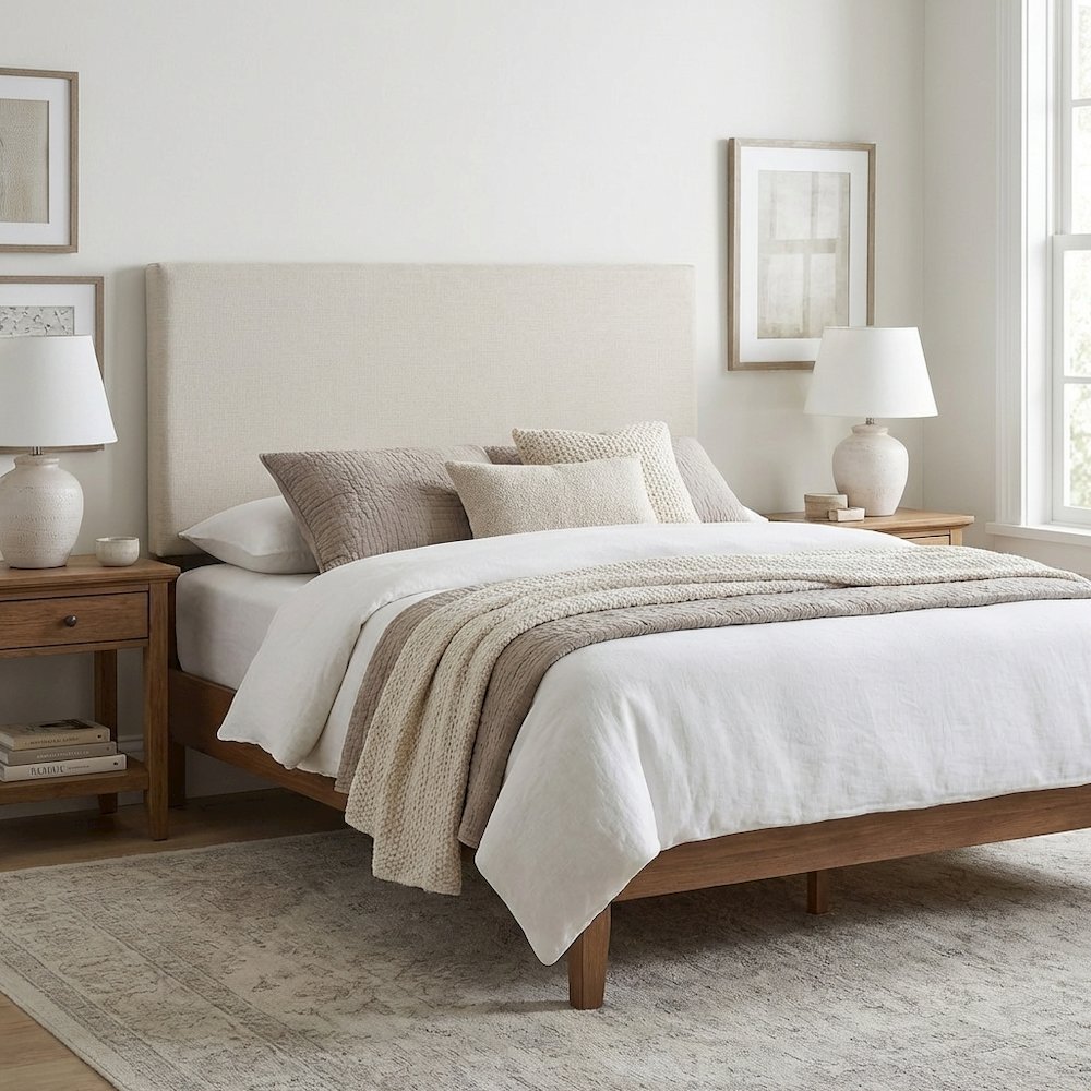 Upholstered Fabric King Headboard with Padded Design and Sturdy Construction