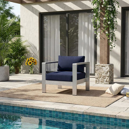 Aluminum Outdoor Patio Armchair With Fabric Cushion And Modern Design