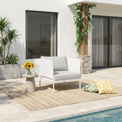 Aluminum Outdoor Lounge Armchair With Sturdy Frame For Patio Relaxation