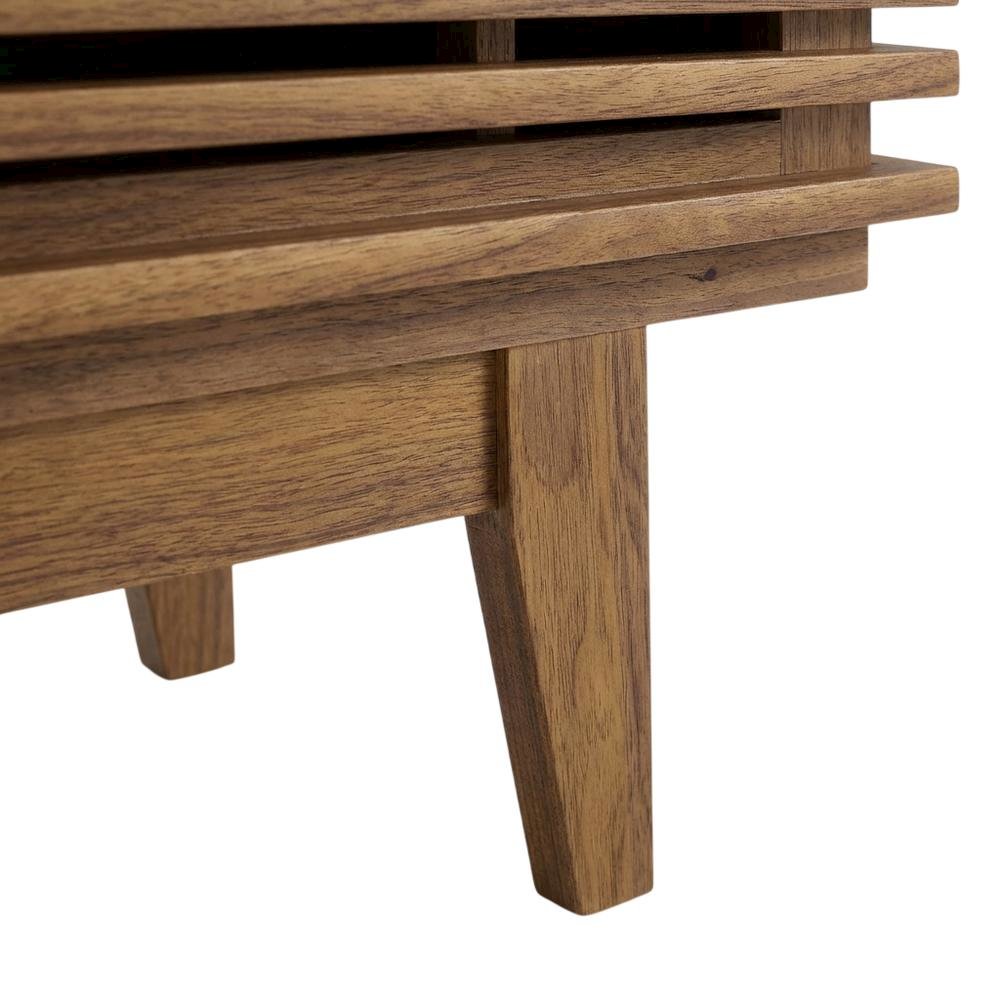 Brown wood TV stand with modern design and sturdy construction