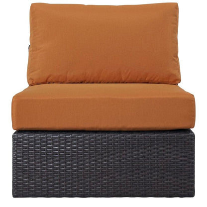 Outdoor Patio Armless Lounge Chair With Cushioned Back, Seat For Outdoor