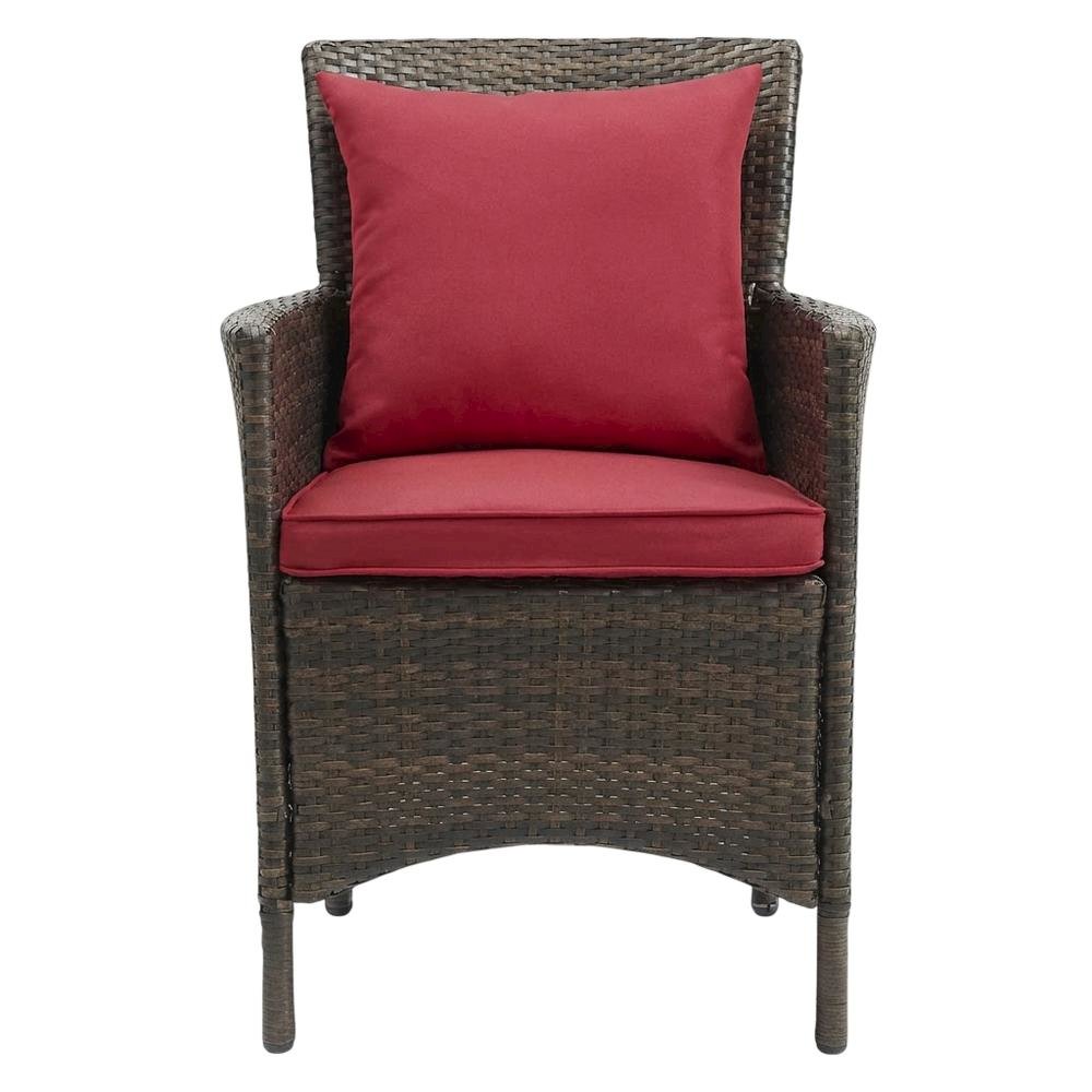 Outdoor Patio Wicker Rattan Lounge Armchair With Armrests And Cushioned Seat